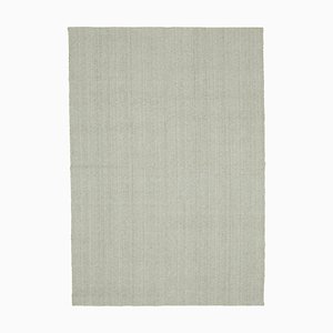 Beiger Handgearbeiteter Flatwave Kilim Teppich aus Wolle