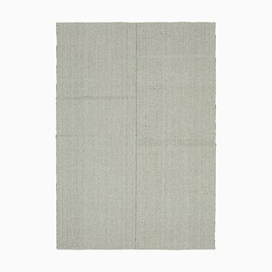 Tapis Kilim Plat Fait Main Gris en Laine