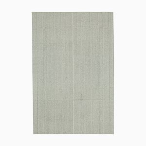 Beiger Handgearbeiteter Flatwave Kilim Teppich aus Wolle