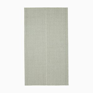 Beiger Handgearbeiteter Flatwave Kilim Teppich aus Wolle