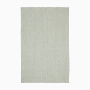 Beiger Handgearbeiteter Flatwave Kilim Teppich aus Wolle