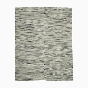 Tapis Kilim Plat Gaufré Fait Main Laine Grise