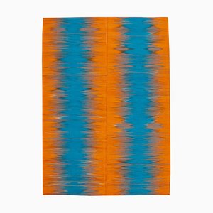 Tapis Kilim Plat Oriental Fait Main en Laine Orange