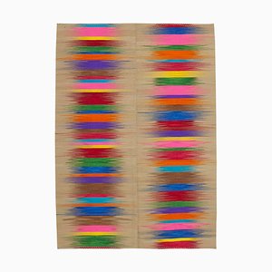 Mehrfarbiger Handgeknüpfter Flatwave Kelim Teppich aus Wolle