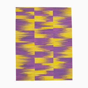 Violetter türkischer Flatwave Kilim Teppich aus handgewebter Wolle