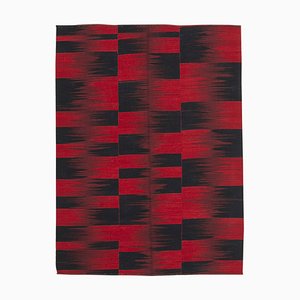 Red Oriental Handmade Wool Flatwave Kilim Carpet