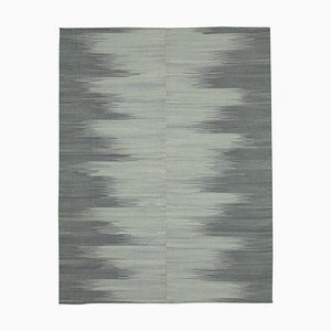 Tapis Kilim Plat Gaufré Fait Main Laine Grise