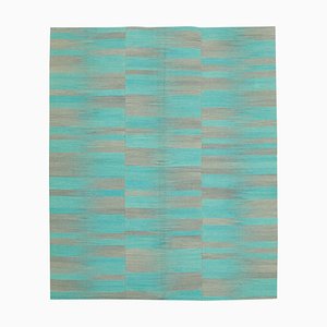 Tapis Kilim Anatolian Turquoise Tissé Main en Laine Tissé Main