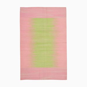 Tappeto Kilim Flatwave in lana rosa annodata a mano