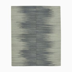 Grauer anatolischer handgewebter Flatwave Kilim Teppich aus Wolle