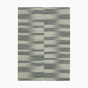 Grey Turkish Handmade Wool Flatwave Kilim Carpet
