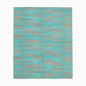 Tapis Kilim Tissé Plat Turquoise Laine Orientale, Orientale