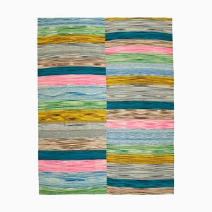 Multicolor Anatolian Handmade Wool Flatwave Kilim Carpet