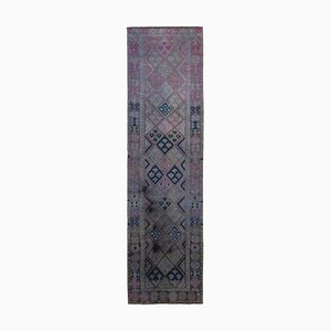 Tapis Runner Vintage en Laine Anatolienne Violette Fait Main