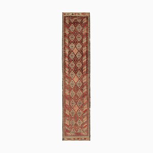 Anatolian Beige Hand Knotted Wool Vintage Runner Rug