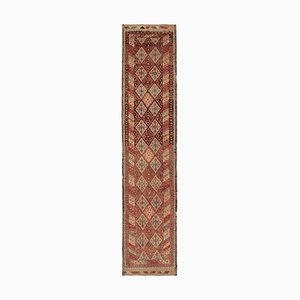 Tapis Runner Vintage en Laine Anatolienne Beige Fait Main