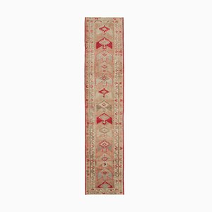 Tapis Runner Vintage Anatolien en Laine Rose Fait Main