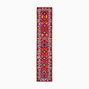 Anatolian Multicolor Hand Knotted Wool Vintage Runner Rug