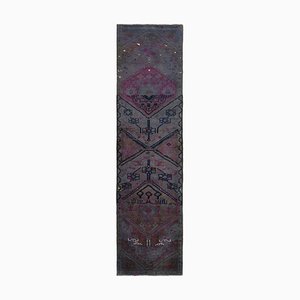 Anatolian Purple Hand Knotted Wool Vintage Runner Rug