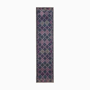 Tapis Runner Vintage en Laine Anatolienne Violette Fait Main