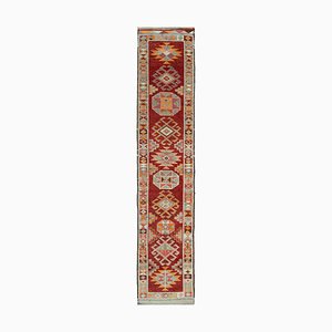 Vintage Oriental Handmade Wool Red Runner Rug