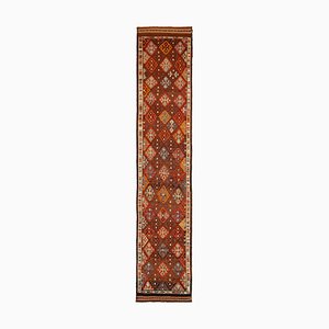 Tapis de Couloir Vintage Anatolien Orange en Laine Fait Main