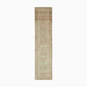 Handmade Wool Turkish Beige Vintage Runner Rug