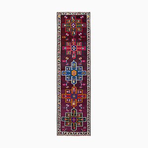 Handmade Wool Turkish Multicolor Vintage Runner Rug