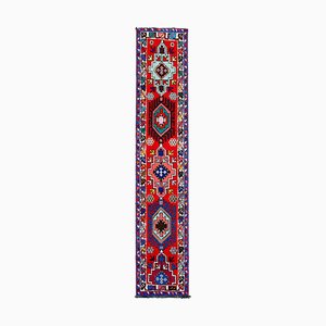 Handmade Wool Turkish Red Vintage Runner Rug