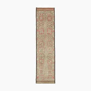 Vintage Oriental Handmade Wool Beige Runner Rug