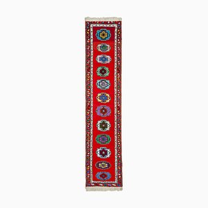 Vintage Oriental Handmade Wool Red Runner Rug