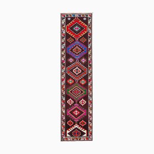 Vintage Oriental Handmade Wool Multicolor Runner Rug