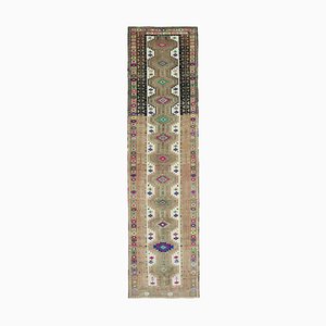 Tapis Runner Vintage Fait à la Main Beige Oriental en Laine