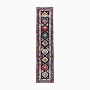 Vintage Oriental Handmade Wool Purple Runner Rug