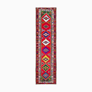 Anatolian Red Hand Knotted Wool Vintage Runner Rug