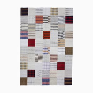 Oriental Beige Hand Knotted Wool Kilim Patchwork Carpet