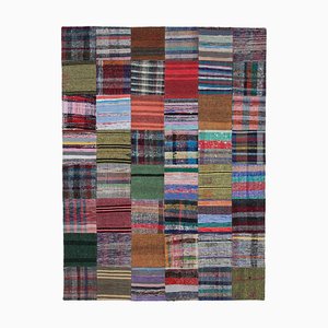 Oriental Multicolor Hand Knotted Wool Kilim Patchwork Carpet