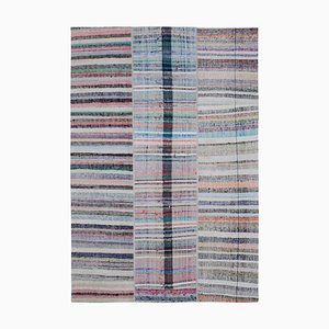 Mehrfarbiger Handgeknüpfter Orientalischer Kelim Patchwork Teppich aus Wolle