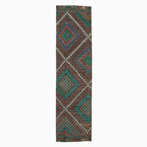 Orientalischer Handgewebter Vintage Läufer Kilim Teppich