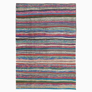 Tapis Kilim Vintage Multicolore Orienté à la Main en Laine