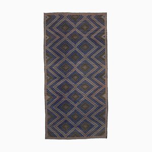 Brauner orientalischer Handgeknüpfter Vintage Kilim Teppich aus Wolle