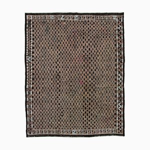 Brown Anatolian Handmade Wool Vintage Kilim Carpet
