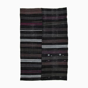 Tapis Kilim Vintage Fait Main Laine Noire, Turquie