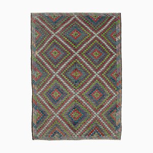 Tappeto Kilim vintage multicolore in lana annodata a mano, anni '60