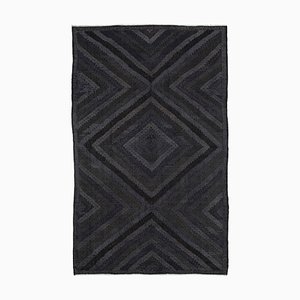 Black Oriental Handmade Wool Vintage Kilim Carpet