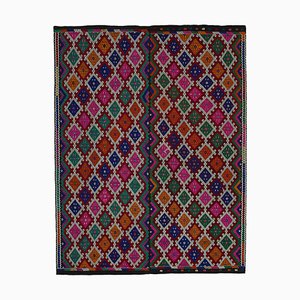 Multicolor Anatolian Handmade Wool Vintage Kilim Carpet
