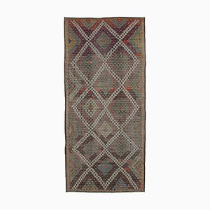Multicolor Turkish Hand Knotted Wool Vintage Kilim Carpet