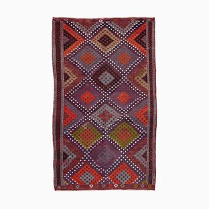 Roter Orientaler Handgeknüpfter Vintage Kilim Teppich aus Wolle