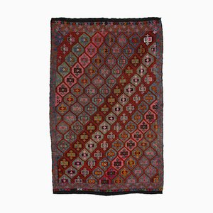 Mehrfarbiger türkischer Handgeknüpfter Vintage Kilim Teppich aus Wolle