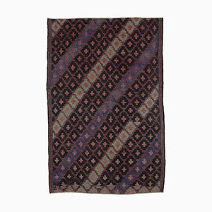 Brown Oriental Handmade Wool Vintage Kilim Carpet